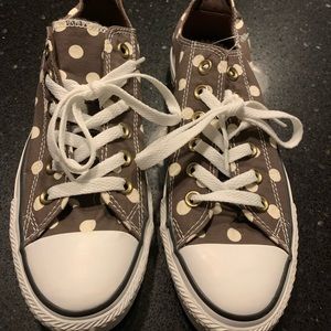 New Converse All Star Brown with White Polka Dots Sneakers